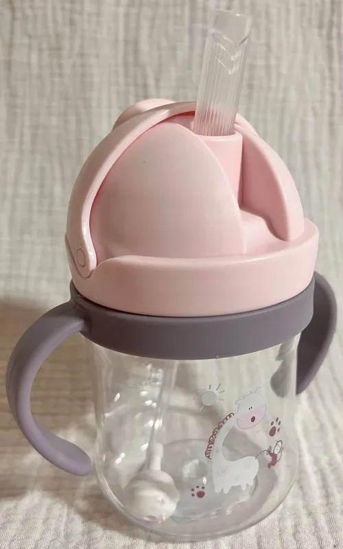 Чашка непроливайка для кормления малыша с ручками и трубочкой