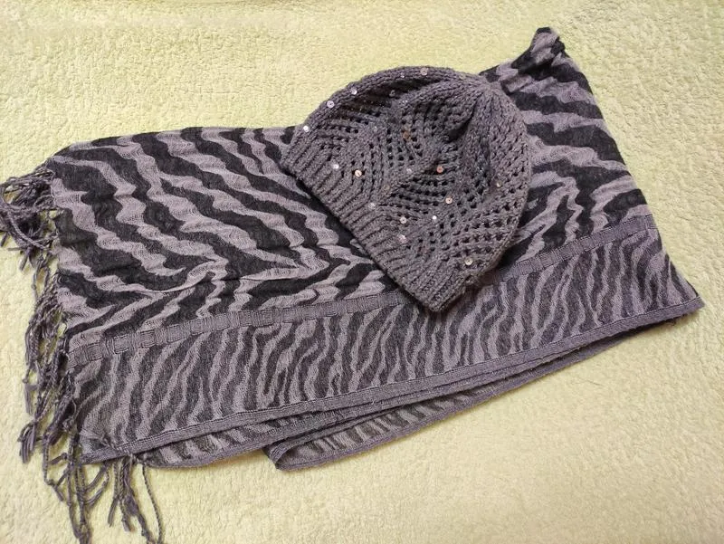 Женский ажурный берет шапка со стразами + шарф