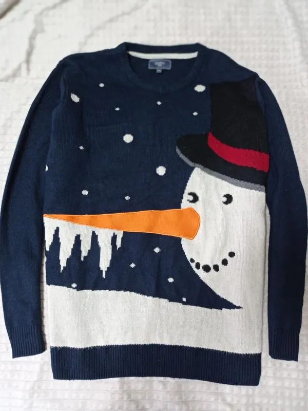 Новогодний зимний свитер снеговик xxl