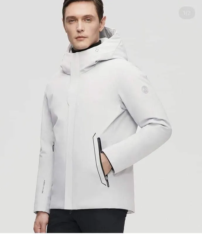 Мужская куртка-пуховик bosideng, бело-серого цвета.