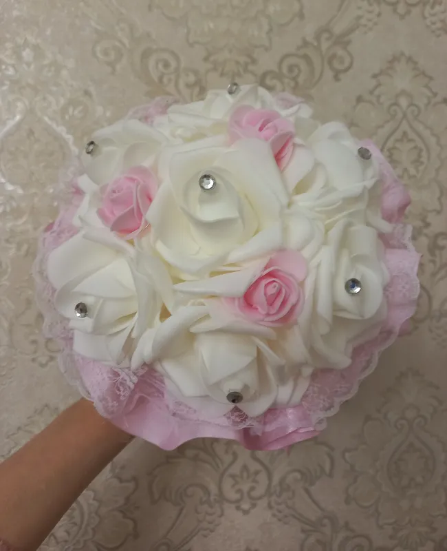 Розовый свадебный букет-дублер 