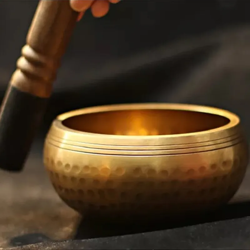 Тибетская поющая чаша Будды Для медитации 8 см с резонатором