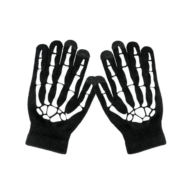 Детские зимние перчатки, светящиеся. перчатки-скелетоны
