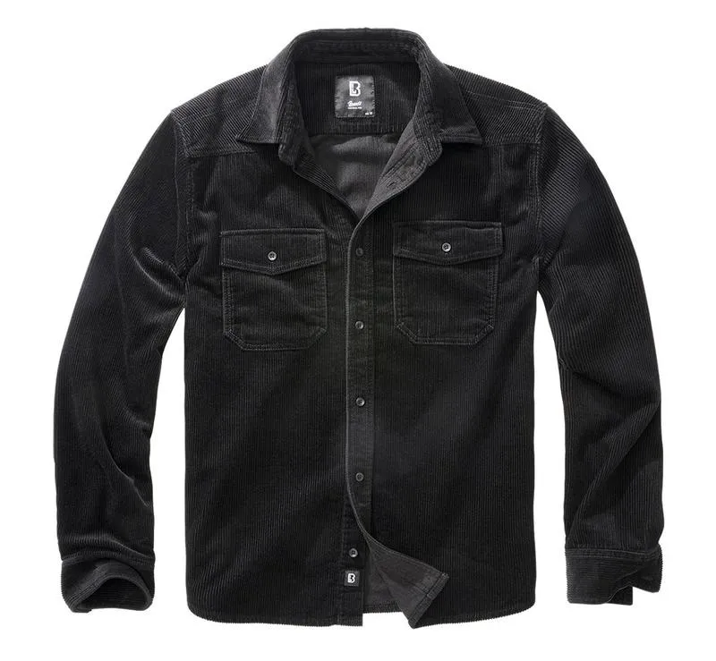 Рубашка вельветовая мужская brandit corduroy classic черная (m)