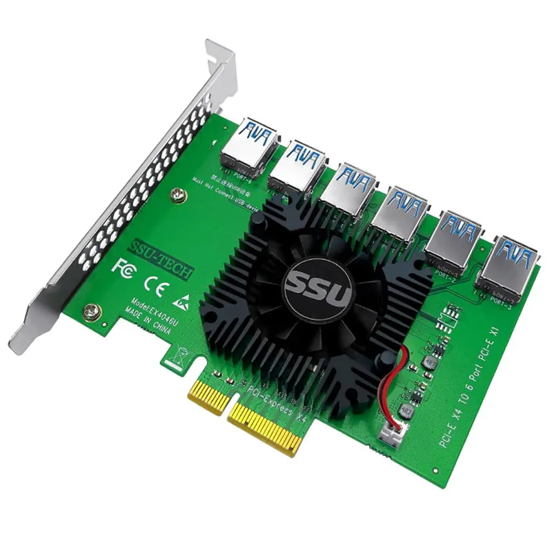 Скоростной мультипликатор, райзер, PCI-e x4 на 6 портов PCI-e x1