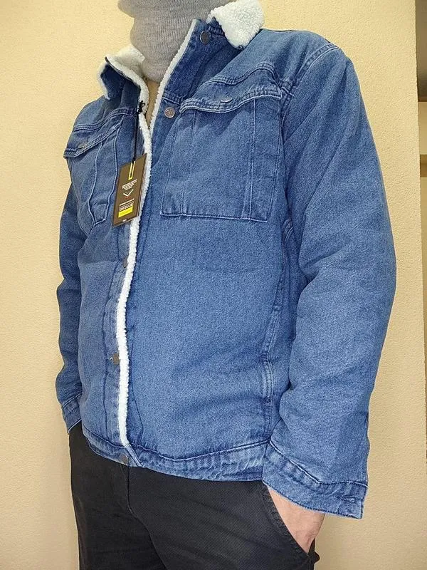 Джинсовая куртка с мехом синяя biggastino турция
