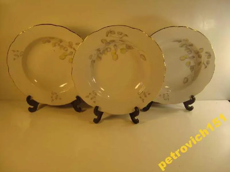 Красивые глубокие тарелки набор 3 шт фарфор чехословакия №922