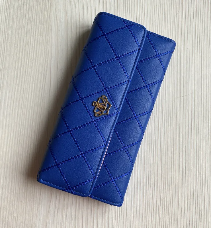 Женский раскладной кошелек-портмоне с короной эко кожа синего ...