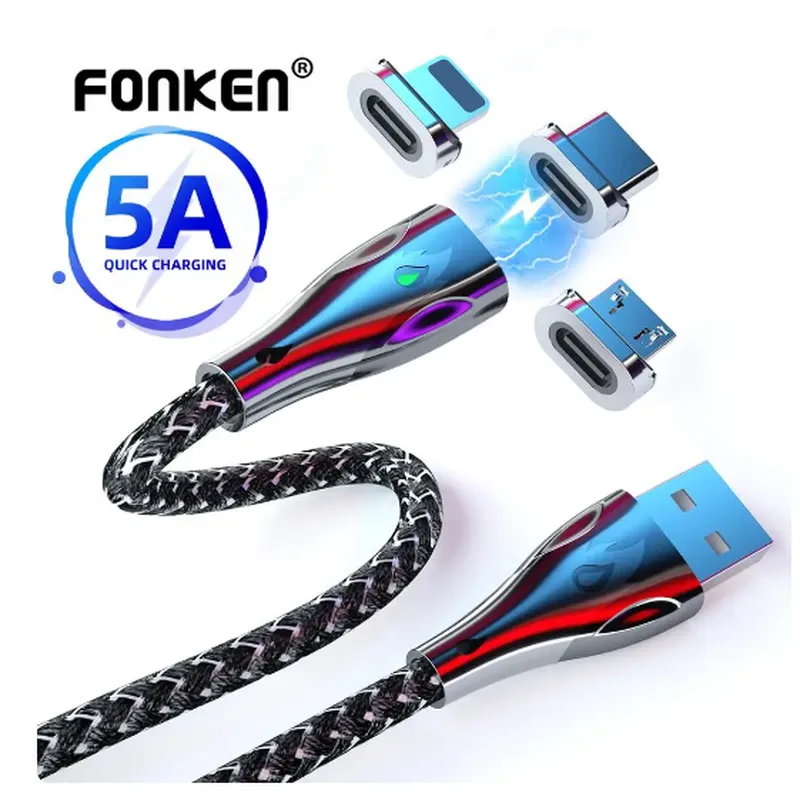 Магнитный кабель для быстрой зарядки и передачи данных FONKEN.