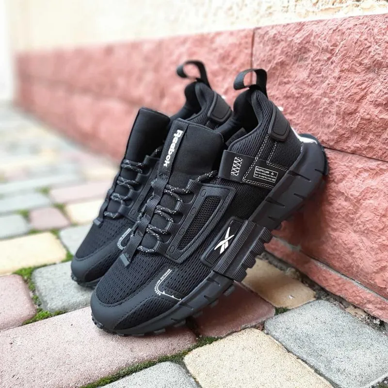 Reebok zig kinetica edge черные с белым кроссовки мужские легк...