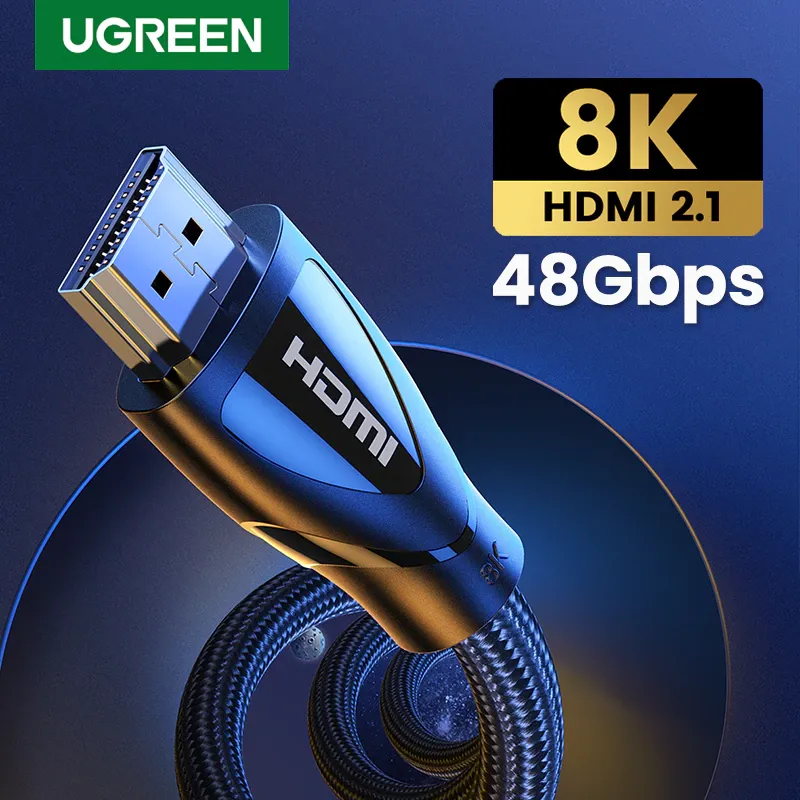 Ugreen HDMI 2.1 кабель в оплетке 8К/60 4К/120 48 Гбит eARC (1 м)