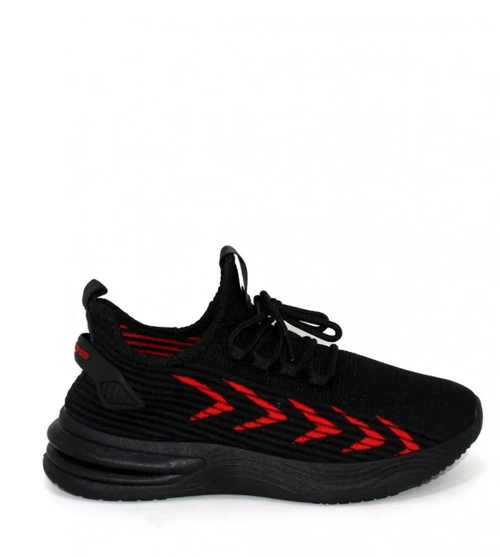 Мужские черно-красные трикотажные кроссовки