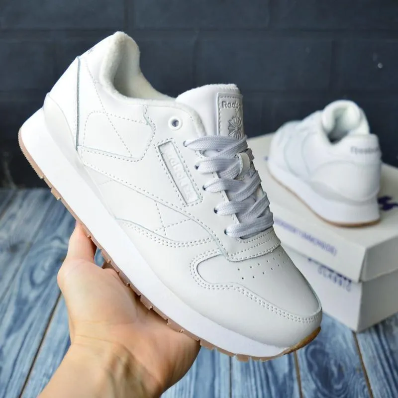 Reebok classic белые кроссовки мужские зимние осенние измельче...