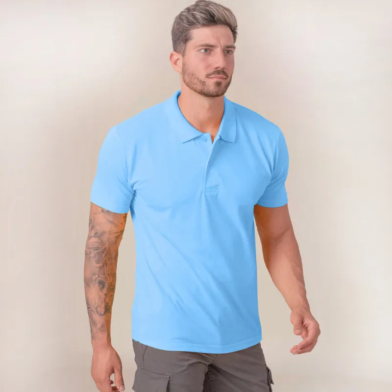 Мужская рубашка-поло JHK, POLO REGULAR MAN, голубая футболка п...