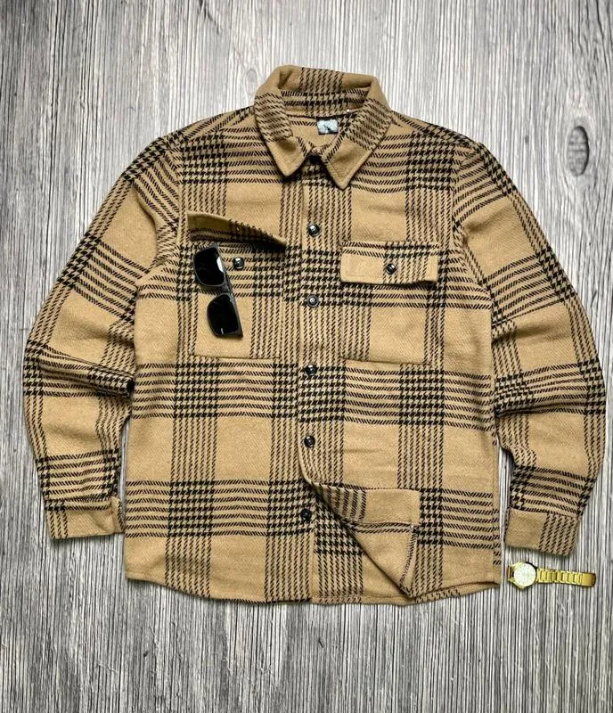 Стильная байковая рубашка, теплая мужская рубашка