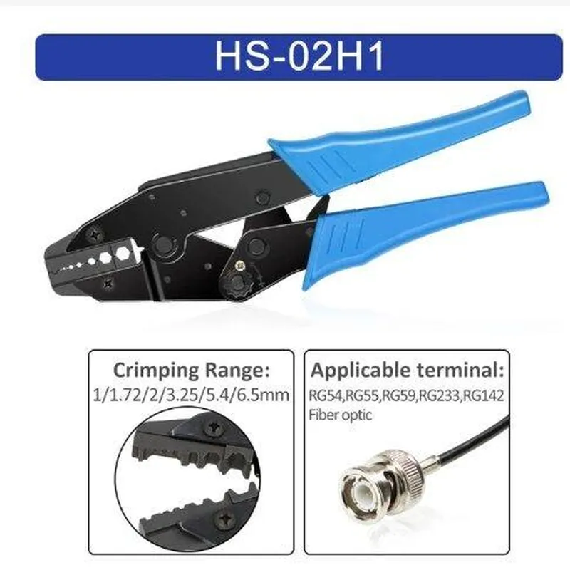 Пресс-клещи кримпер HS-02H1 для обжима коаксиального кабеля RG...
