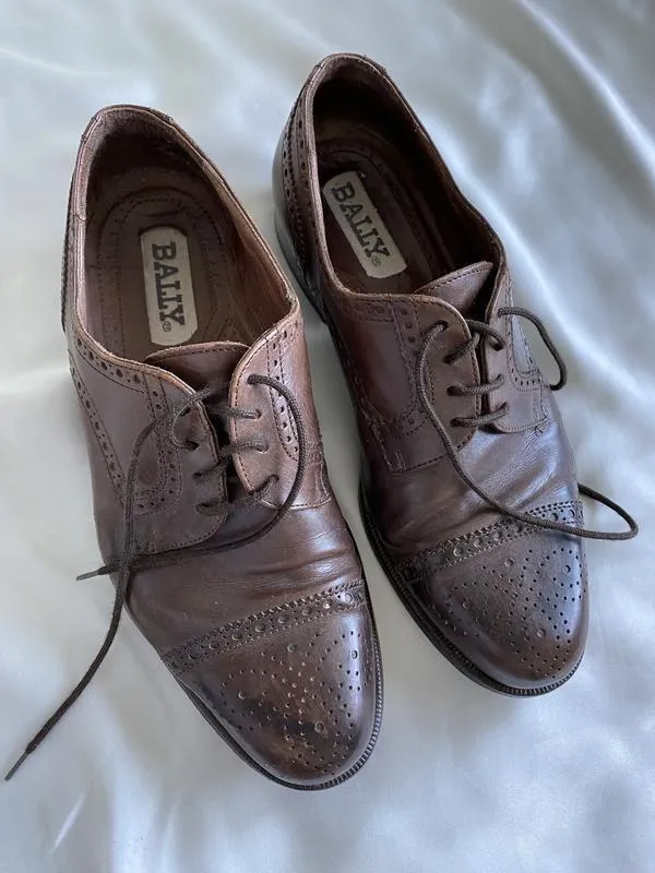 Коричневые кожаные мужские туфли bally oxford dres shoes mens ...