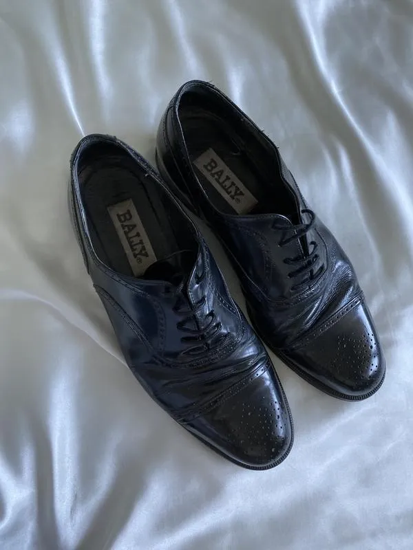 Черные кожаные мужские классические туфли bally oxford dres sh...