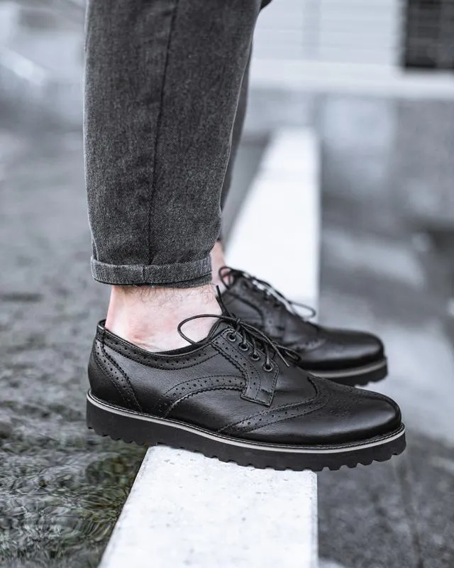 Мужские туфли. броги кожаные onyx black