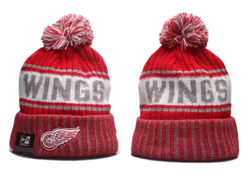 В'язані зимові шапки з логотипами nhl detroit red wings