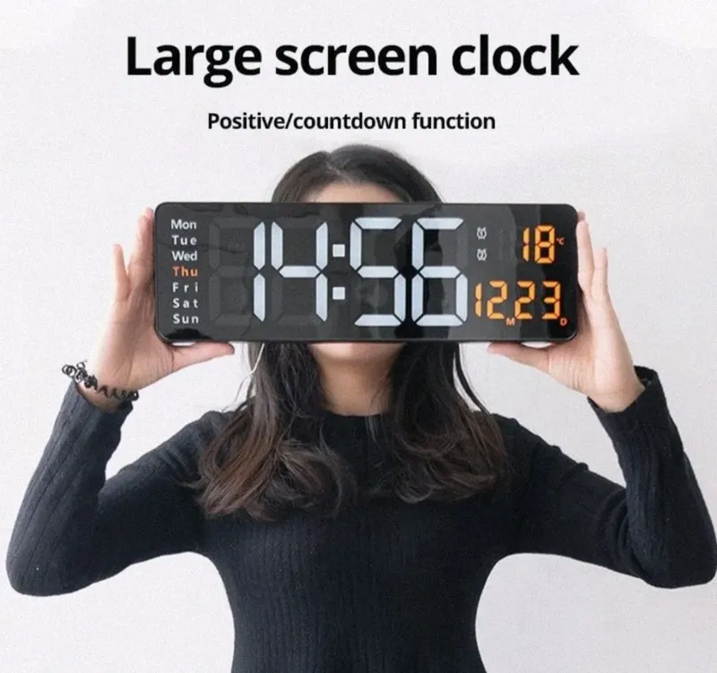 Настенные электронные часы с большими цифрами, термометр,календар