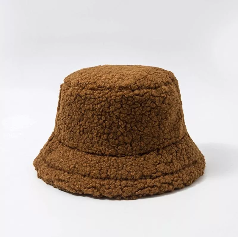 Женская меховая зимняя шапка панама теплая плюшевая коричневая...