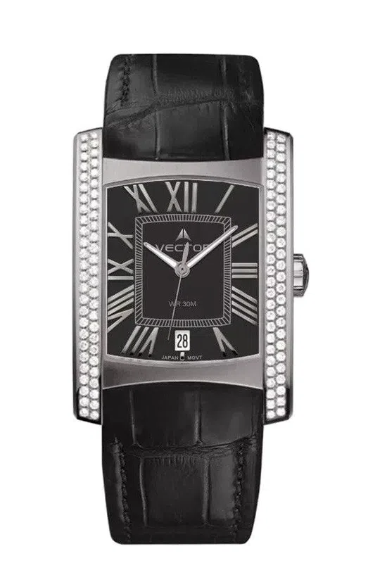 Прямоугольные женские ретро часы VECTOR VC9-004513Q black черные