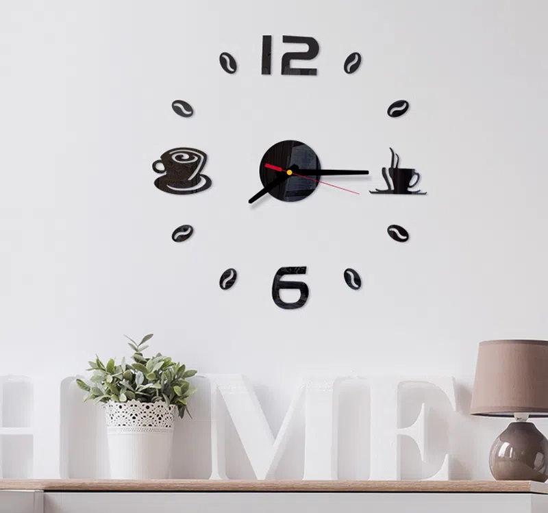 Настенные часы 3д  кофе на кухню оригинальный дизайн