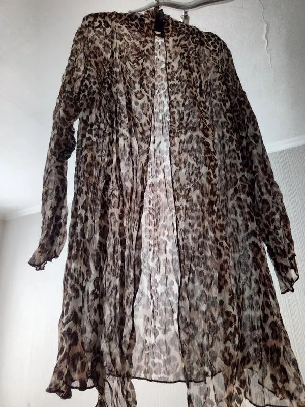 Леопардовая прозрачная блуза кардиган накидка